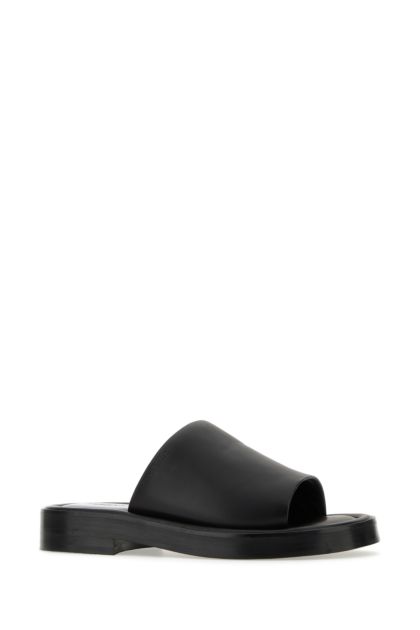 Black nappa leather slippers