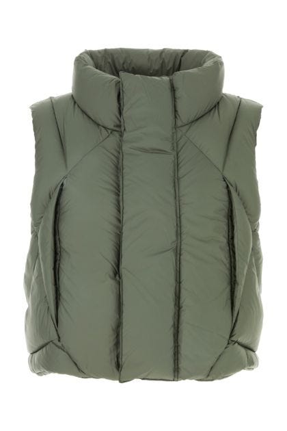 Army green polyester sleeveless down jacket