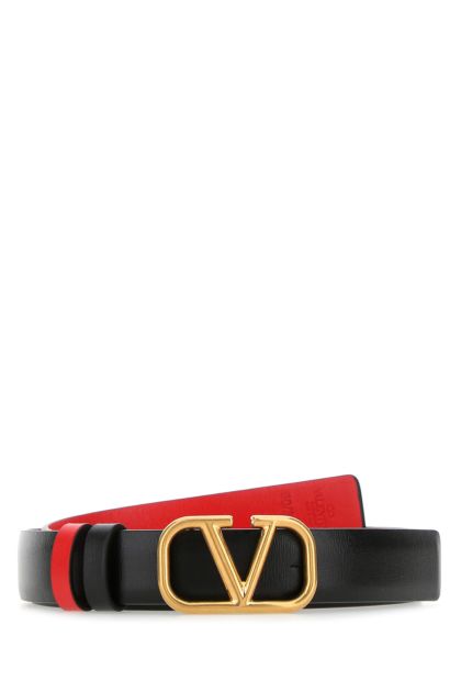 Black leather VLogo Signature belt 