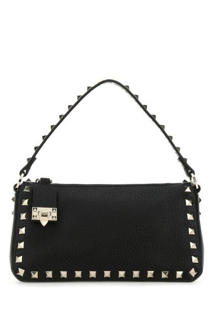 Black leather small Rockstud handbag