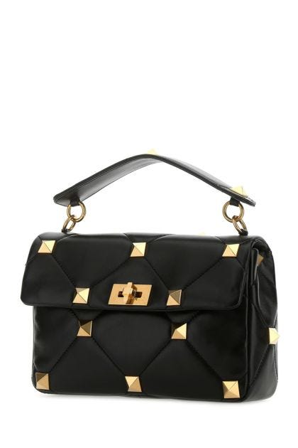 Black nappa leather large Roman Stud handbag 