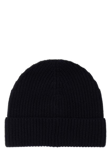 Black cashmere beanie hat