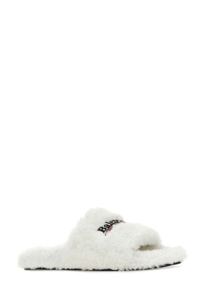 White eco shearling Furry slippers