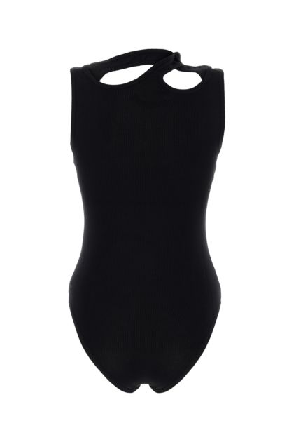 Black stretch viscose blend bodysuit 
