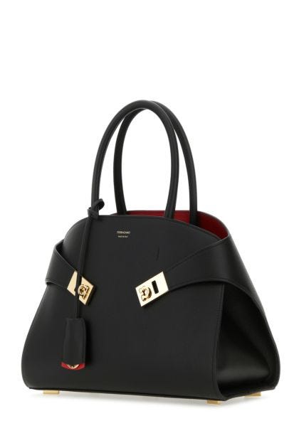 Black leather medium Hug handbag
