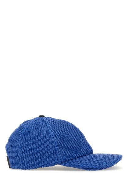 Blue raffia baseball cap