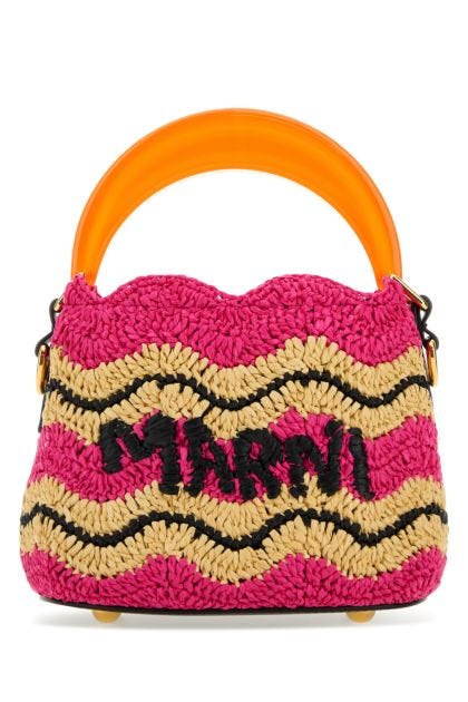 Embroidered raffia mini Venice handbag