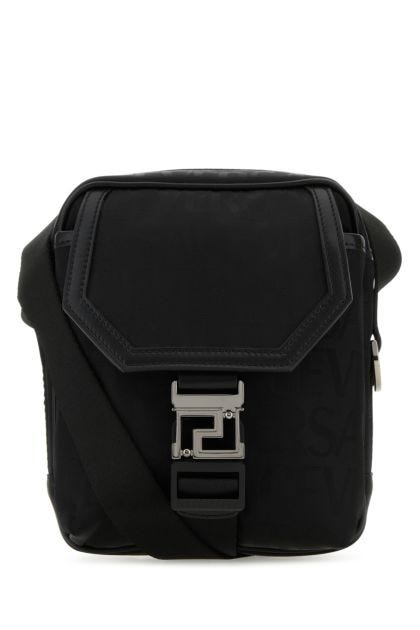 Black eco-nylon Versace Allover crossbody bag 
