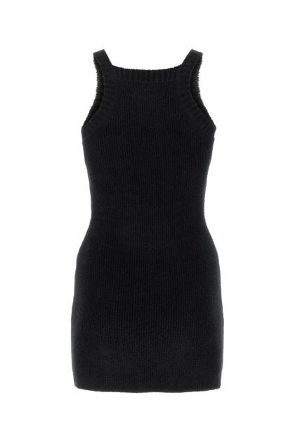 Black cotton blend mini dress