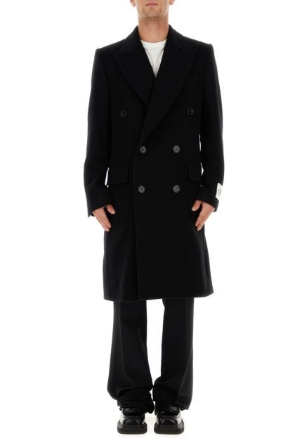 Black wool blend coat