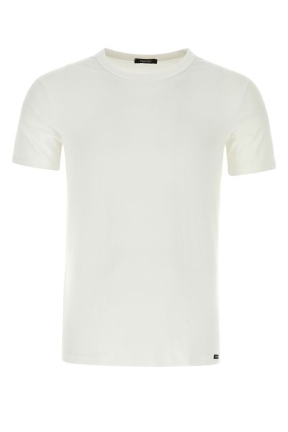 White stretch cotton blend t-shirt 