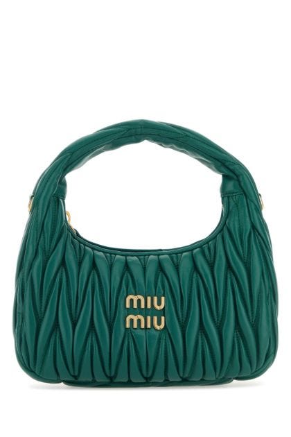 Emerald green nappa leather handbag