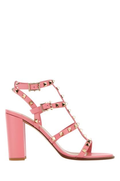 Pink leather Rockstud sandals 