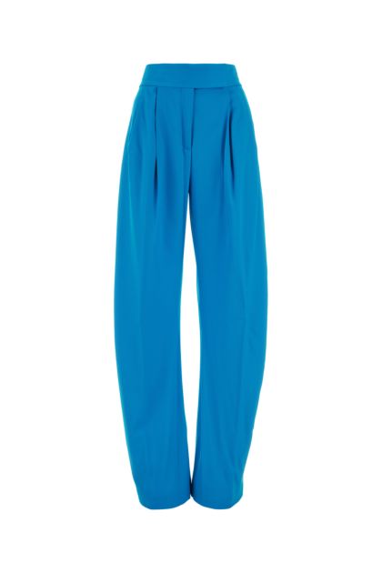 Turquoise stretch wool wide-leg Gary pant