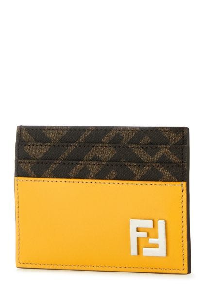 Multicolor leather and canvas cardholder 