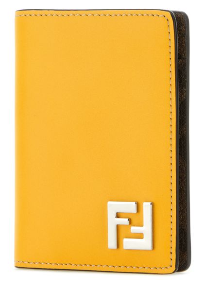 Yellow leather card holder