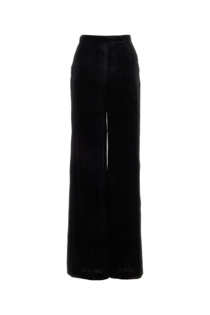 Black velvet wide-leg pant