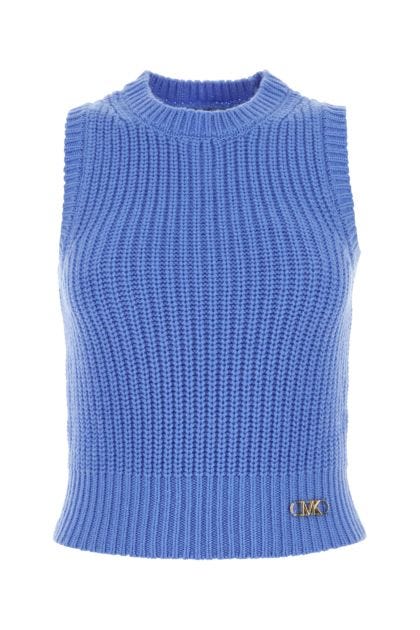 Cerulean blue wool blend vest