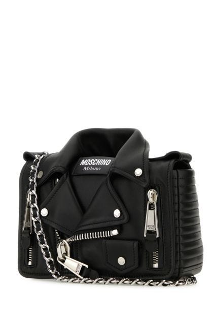 Black leather Biker crossbody bag 