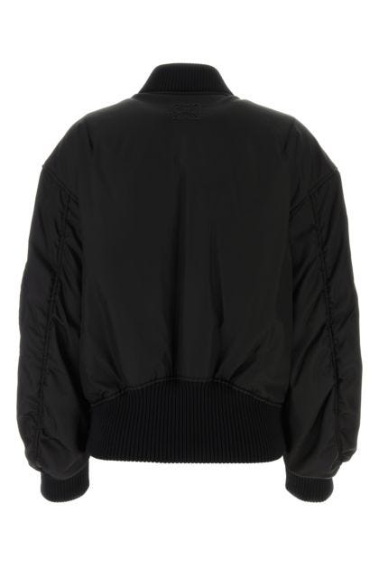 Black nylon padded bomber jacket