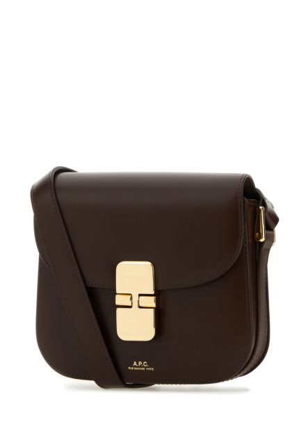 Chocolate leather mini Grace crossbody bag 