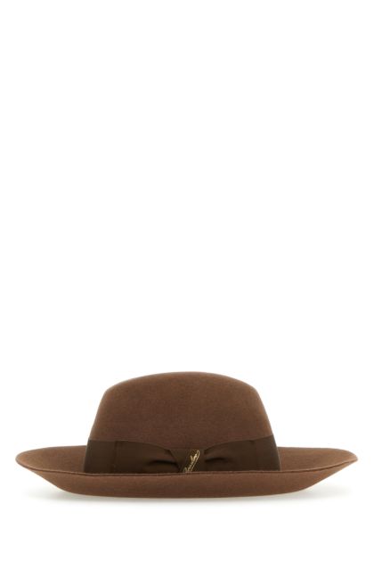Brown felt Claudiette hat 