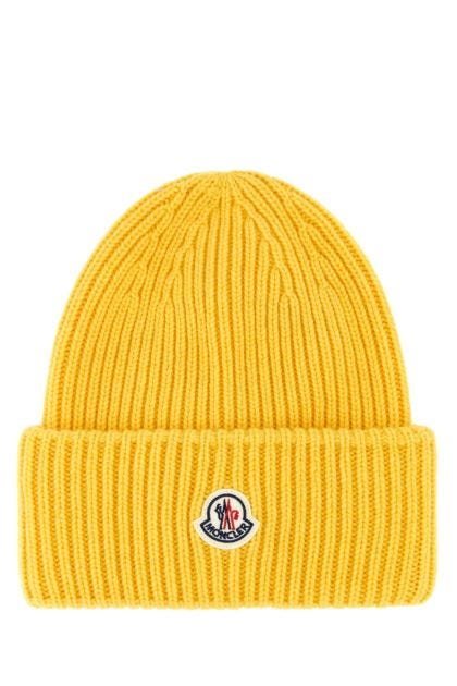 Yellow wool blend beanie hat 