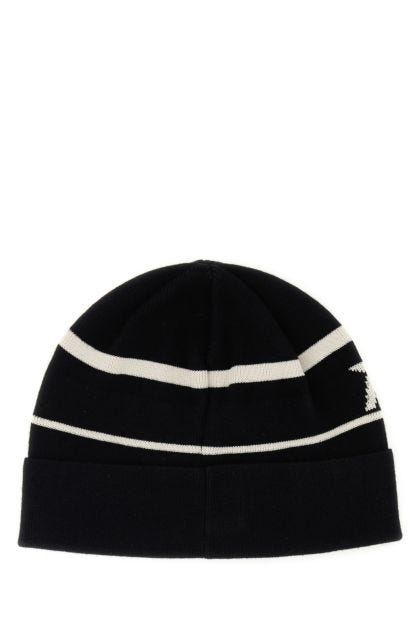 Black cotton blend Cliff beanie hat