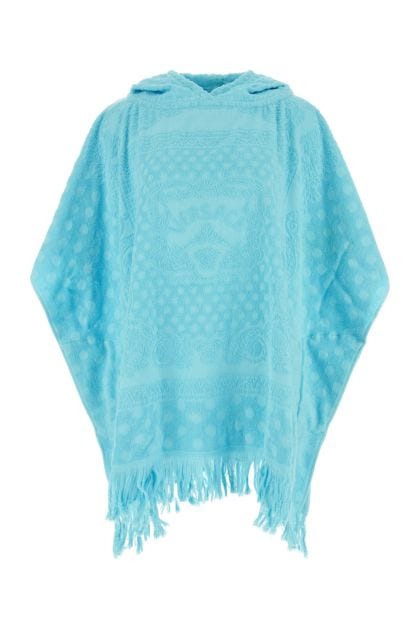 Light-blue terry fabric poncho