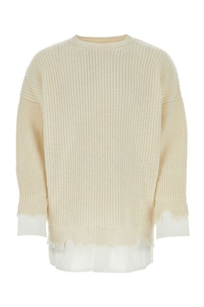 Ivory polyester blend oversize sweater 