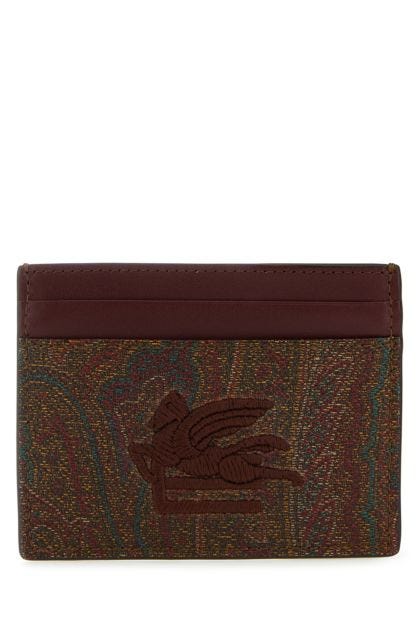 Multicolor canvas and leather card holder