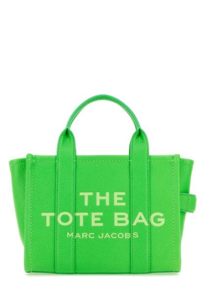 Fluo green leather mini The Tote Bag handbag