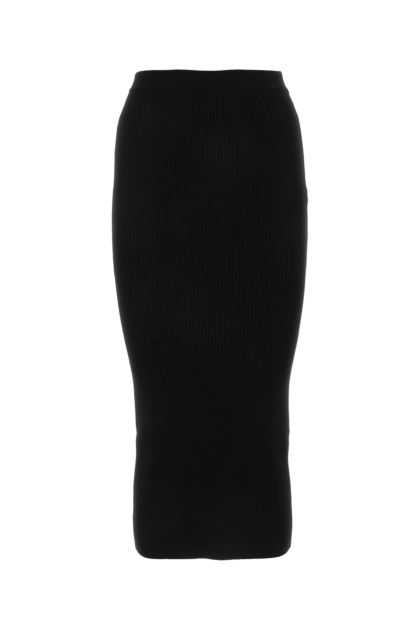 Black wool blend skirt