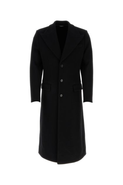 Cappotto in misto lana stretch nera 