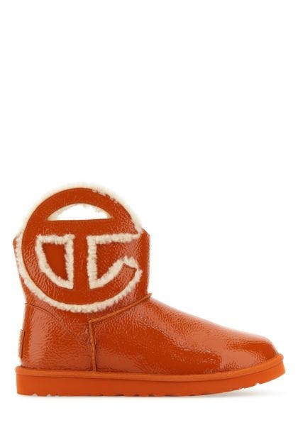 Orange leather UGG X Telfar Logo Mini Crinkle ankle boots