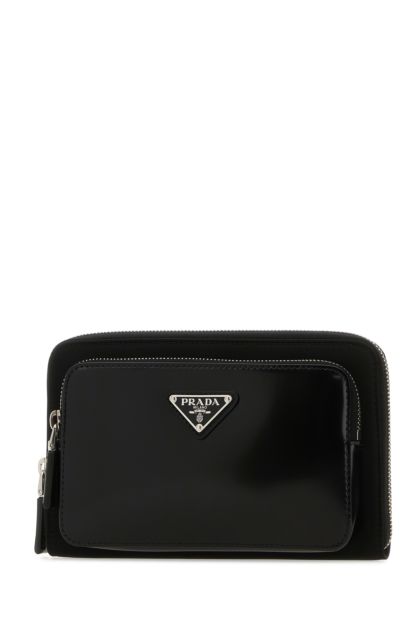Black leather and Re-Nylon belt bag