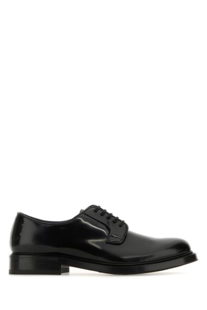 Black leather lace-up shoes