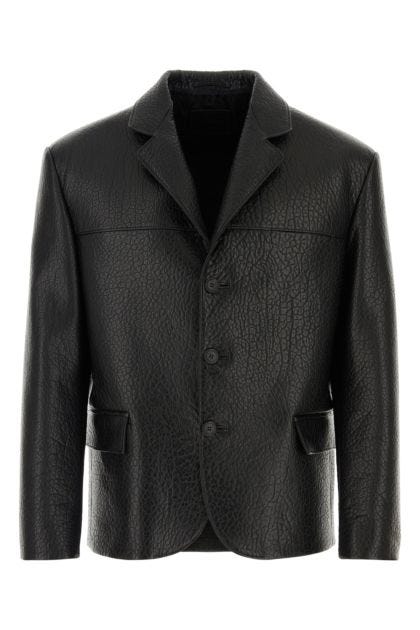 Black nappa leather blazer 