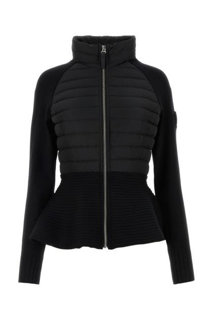 Black polyester and stretch wool blend Joy down jacket