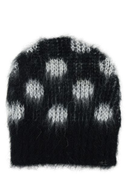 Embroidered acetate blend beanie hat 