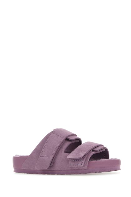 Purple suede Birkenstock X Tekla Uji slippers