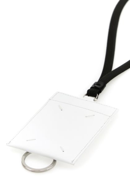 White leather card holder