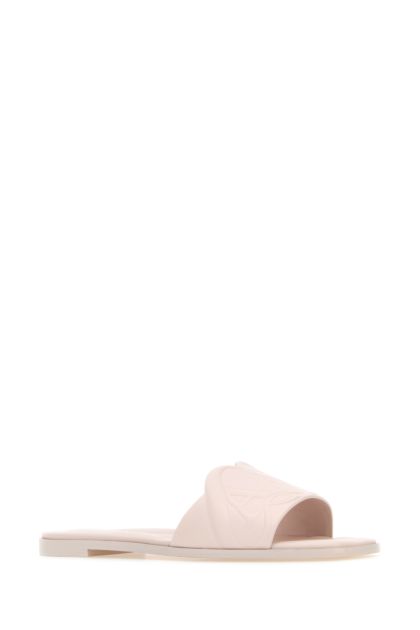 Pastel pink leather slippers