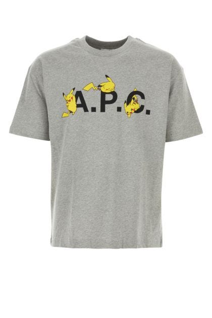 Melange grey cotton APC X Pokémon Pikachu t-shirt