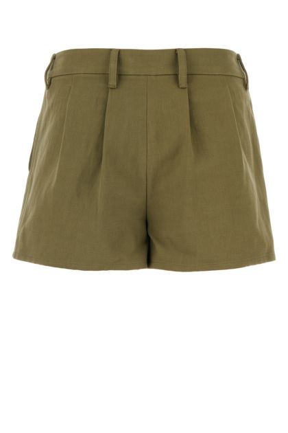 Green cotton blend shorts