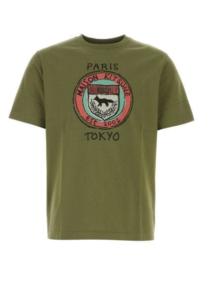 Army green cotton t-shirt
