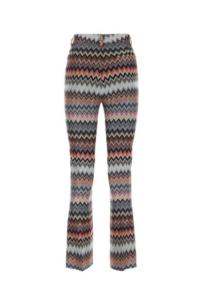 Embroidered cotton blend pant 