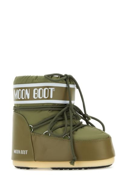 Olive green nylon Icon Low ankle boots 