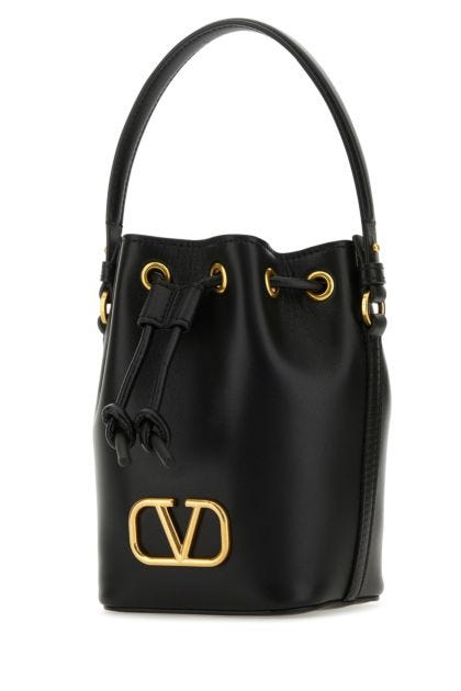 Black nappa leather VLogo Signature bucket bag 