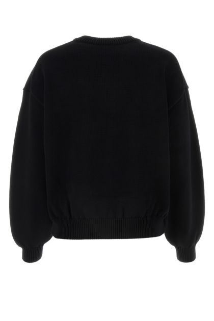 Black stretch cotton blend sweater